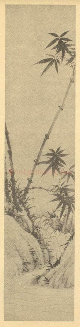 清 李育《竹石》国画作品