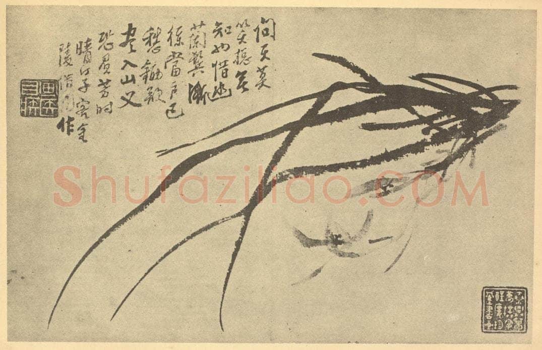 清 李方膺《兰》国画作品