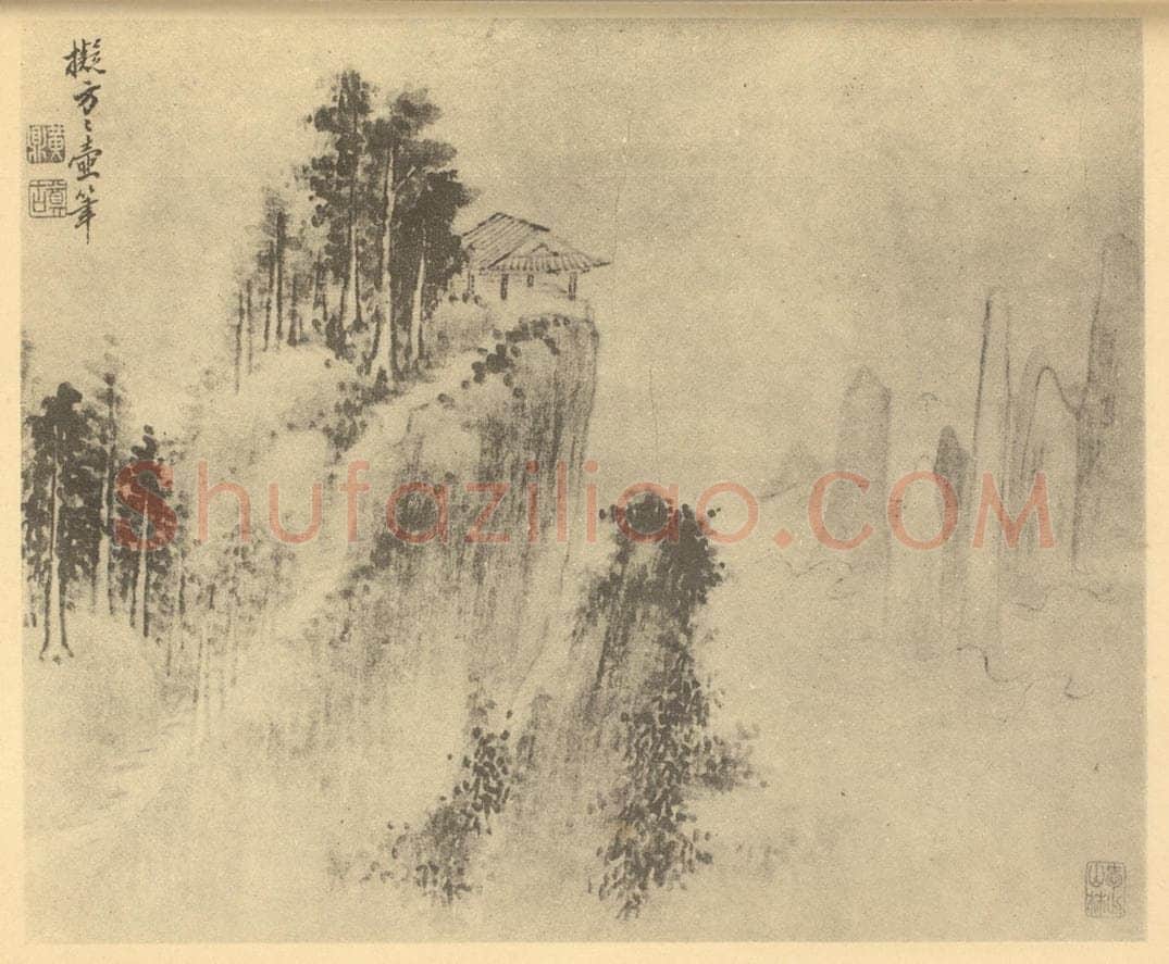 清 黄鼎《山水图（八）》国画作品