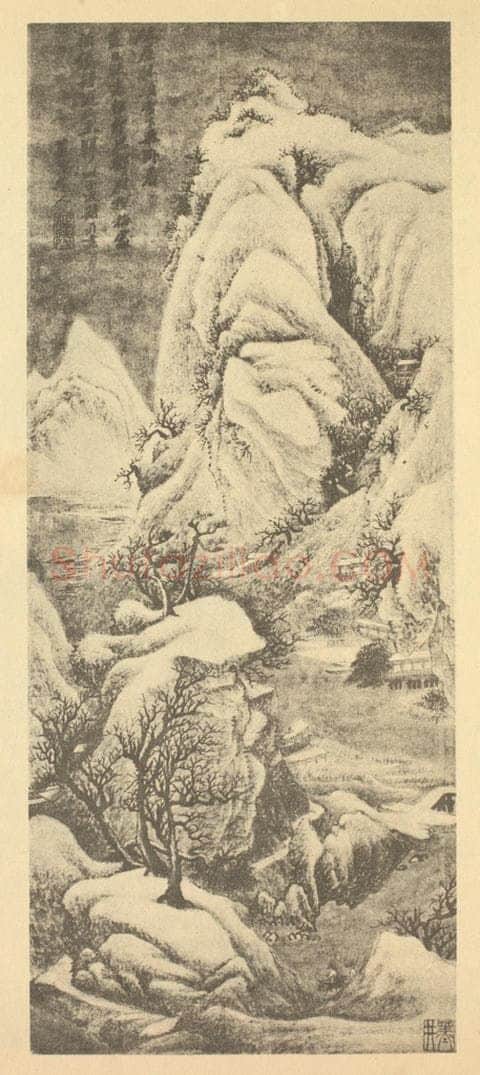 清 吴历《溪山密雪图》国画作品