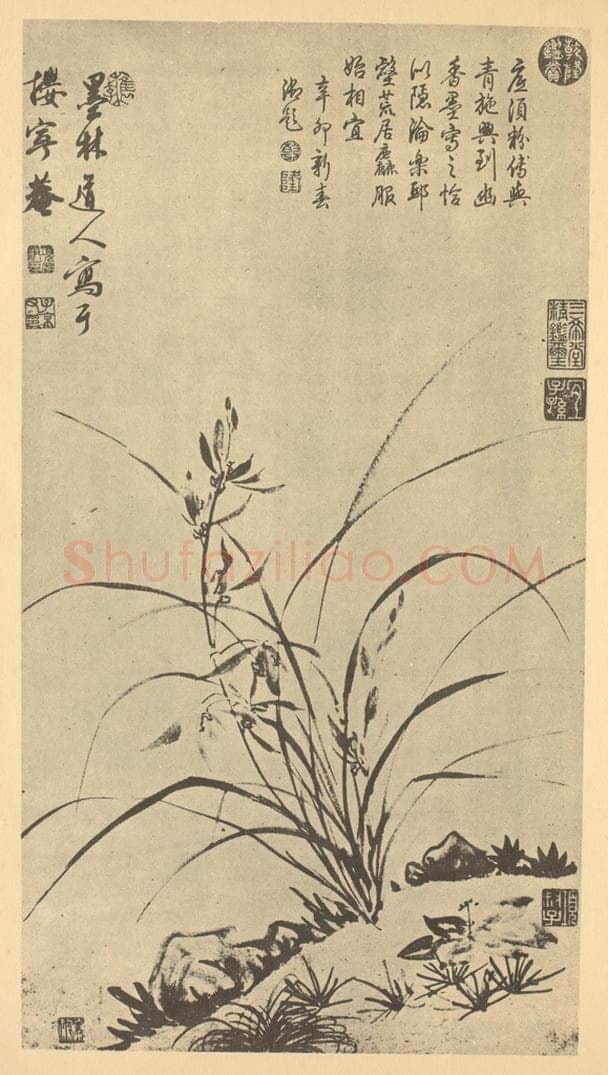 明 项元汴《兰石》国画作品