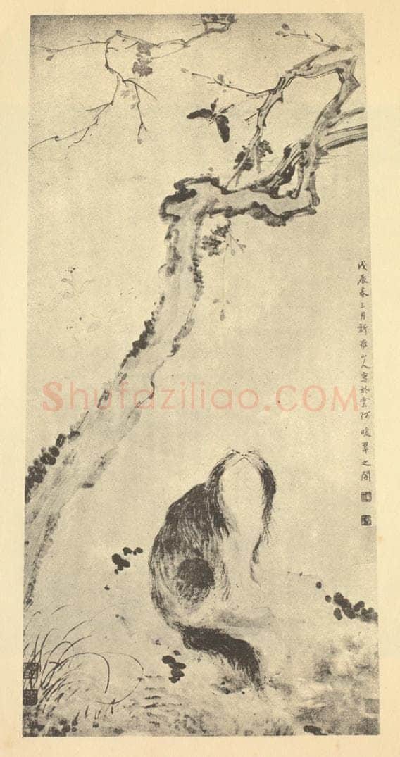 清 华岩《耄耋图》国画作品