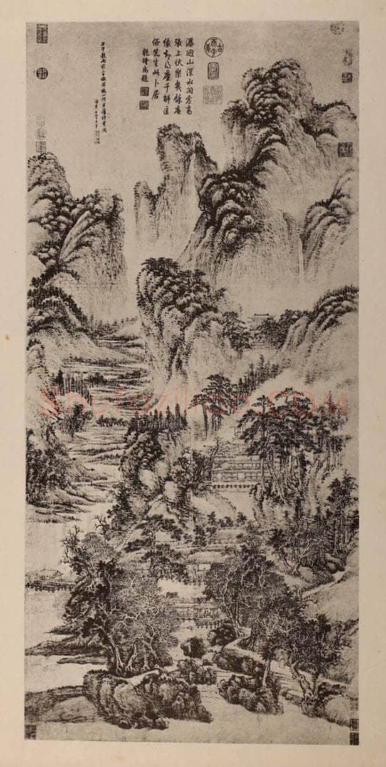 清 王翚《匡庐读书图轴》国画作品