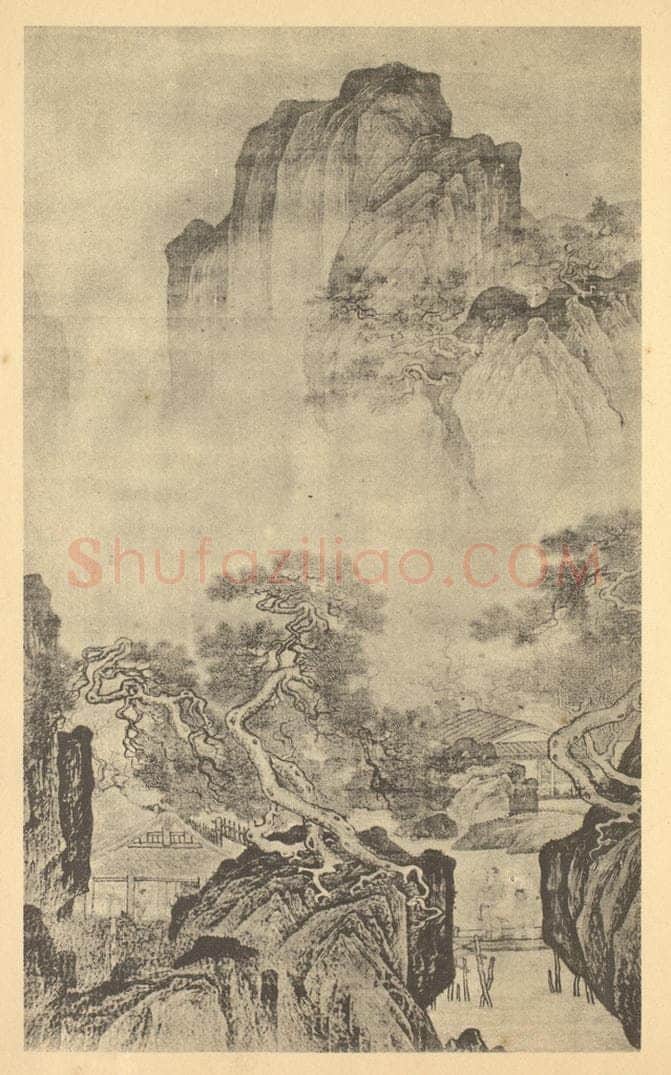 明 周臣《山水轴（三）》国画作品