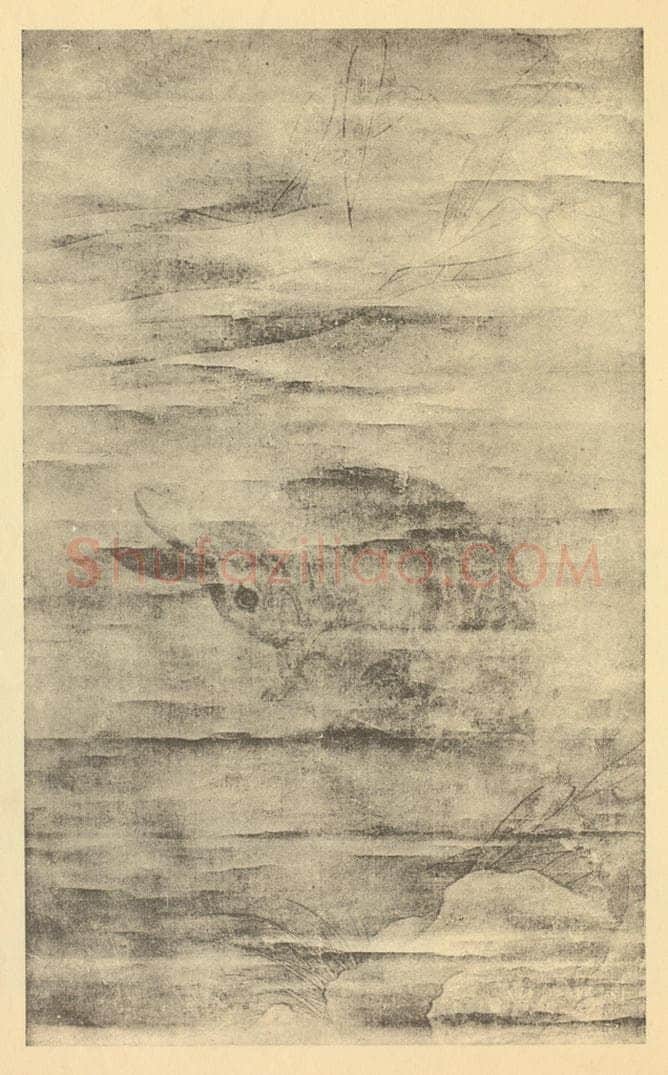 宋 崔白《蟾宫玉兔图》国画作品