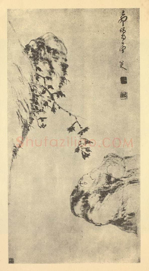 清 朱耷《猫图》国画作品