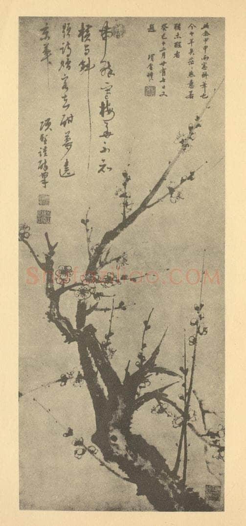 明 项圣谟《梅花（十一）》国画作品