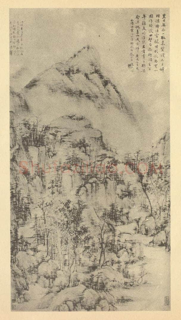 清 刘彦冲《山水轴》国画作品