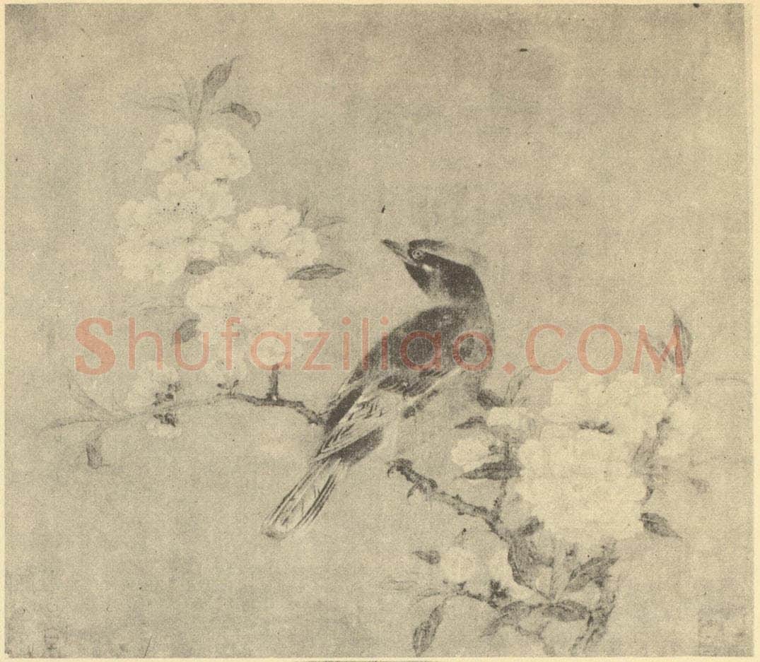 宋·辽 宋人《桃花山鸟吐》国画作品