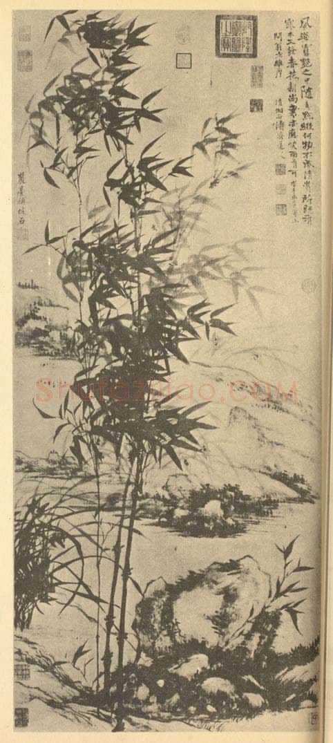 清 释道济《兰竹石》国画作品