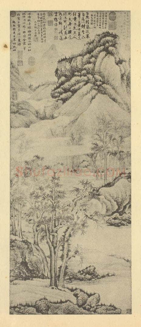 宋 巨然《山水轴（四）》国画作品