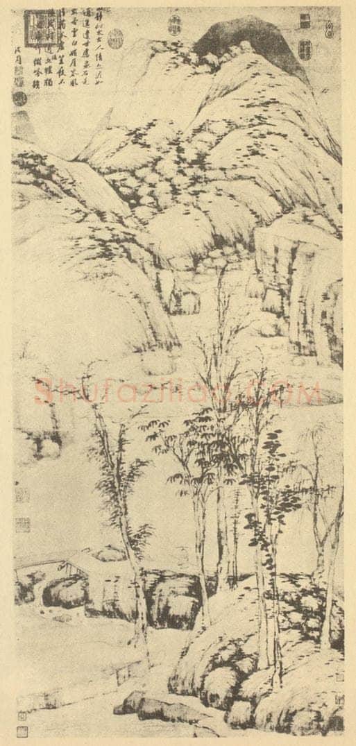 明 沈周《策杖图》国画作品
