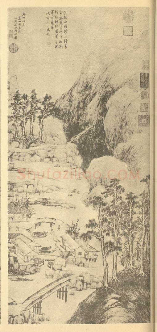 清 黄鼎《山水轴（三）》国画作品