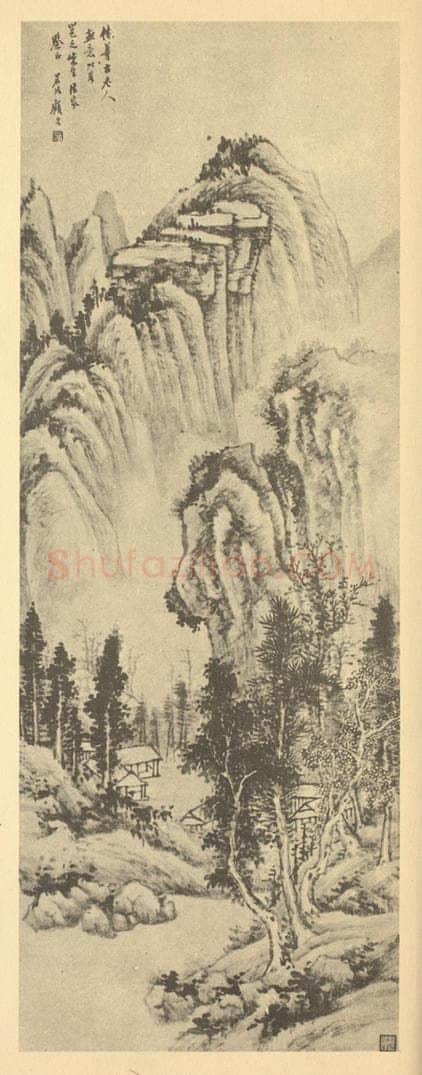 清 顾澐《山水轴（五）》国画作品