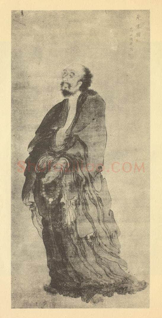 清 周璕《飞锡图》国画作品