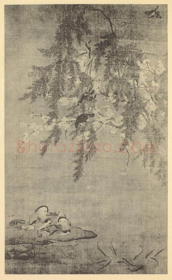 明 吕纪《春汀鸳央图》国画作品