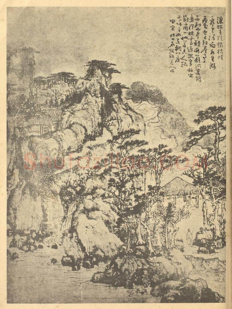 清 髡残《山水图(十三)》国画作品