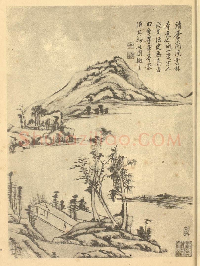 清 王原祁《山水图(三十二)》国画作品