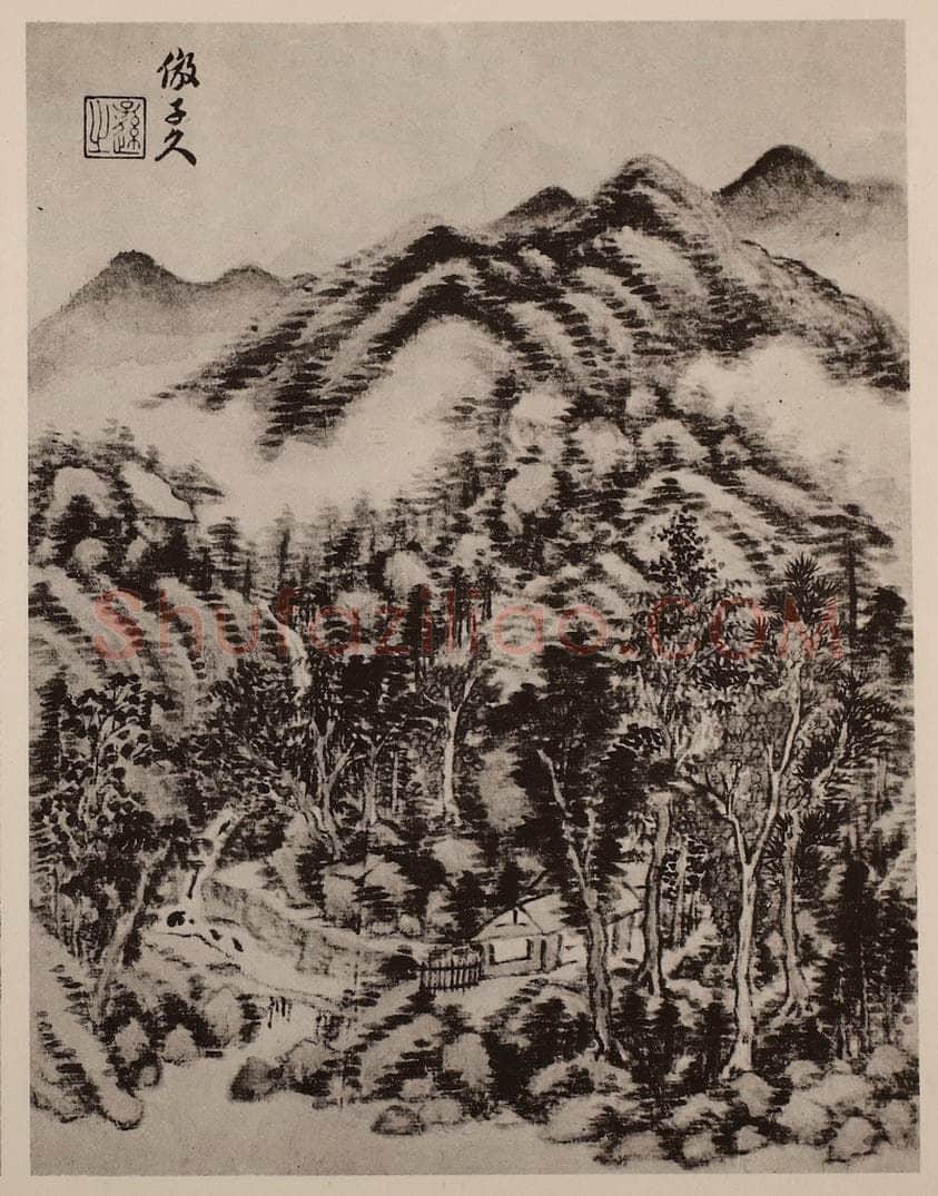 清 王时敏《山水册(五)》国画作品