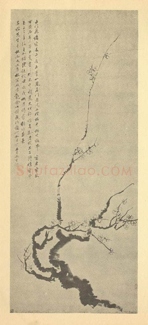 清 汤贻汾《梅花》国画作品