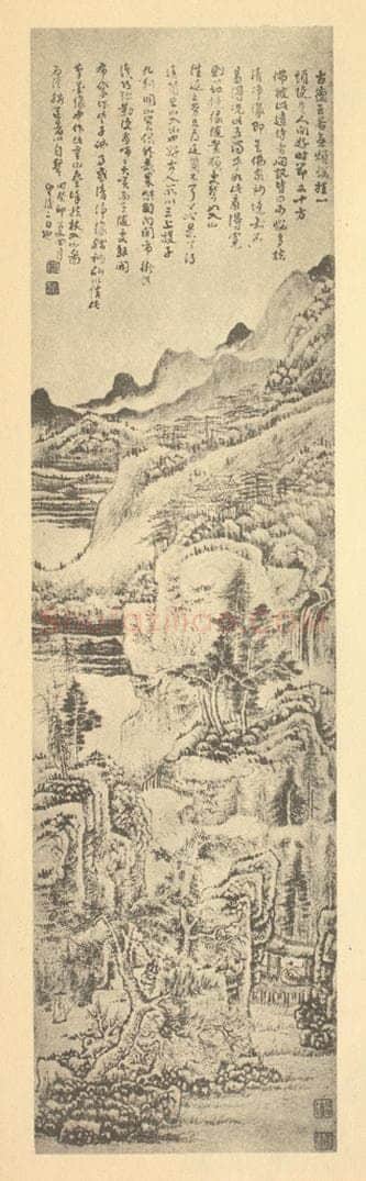 清 髡残《山水轴（二）》国画作品