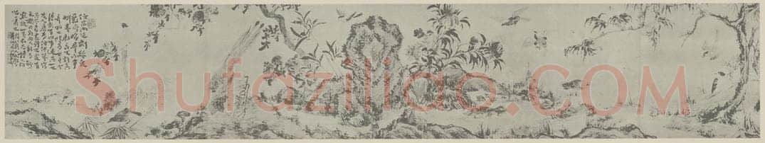 清 道济《摹宋刻丝众爵齐鸣图卷(二)》国画作品