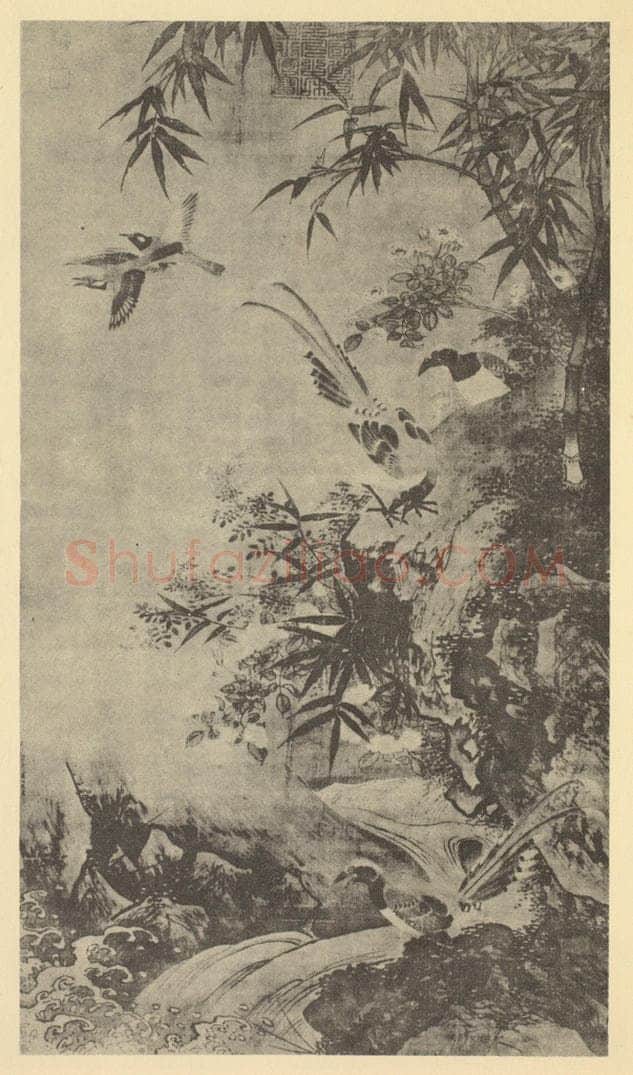 宋·辽 萧瀜《花鸟》国画作品