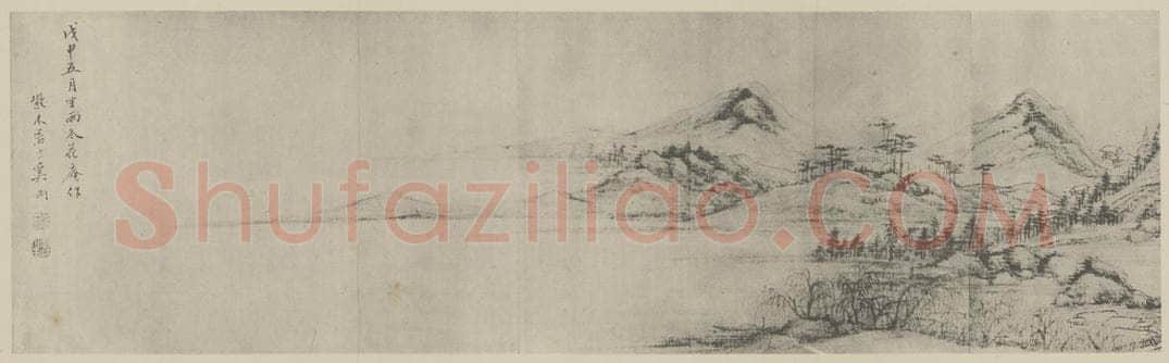 清 奚冈《留春小舫图卷（二）》国画作品