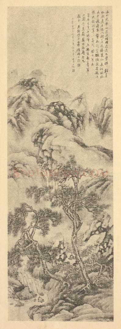清 顾麟士《山水轴（六）》国画作品