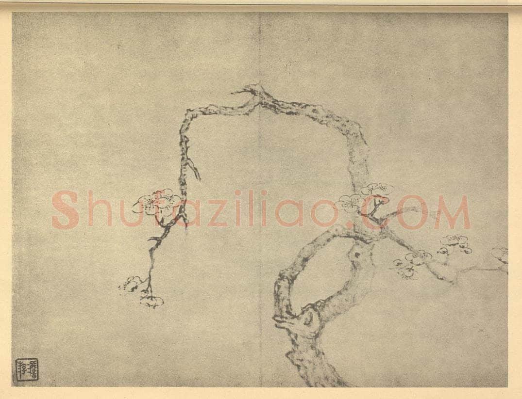 清 高简《梅花（八）》国画作品