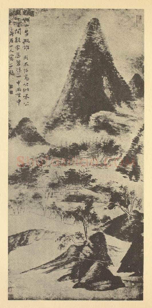 清 华岩《山水轴(二)》国画作品
