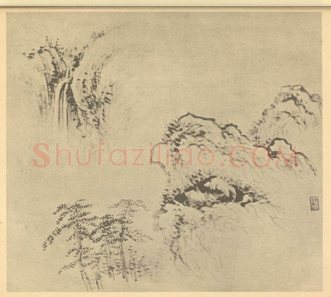 清 顾澐《山水图（二）》国画作品