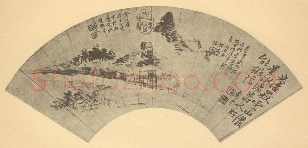 清 恽寿平《山水扇面图(十四)》国画作品