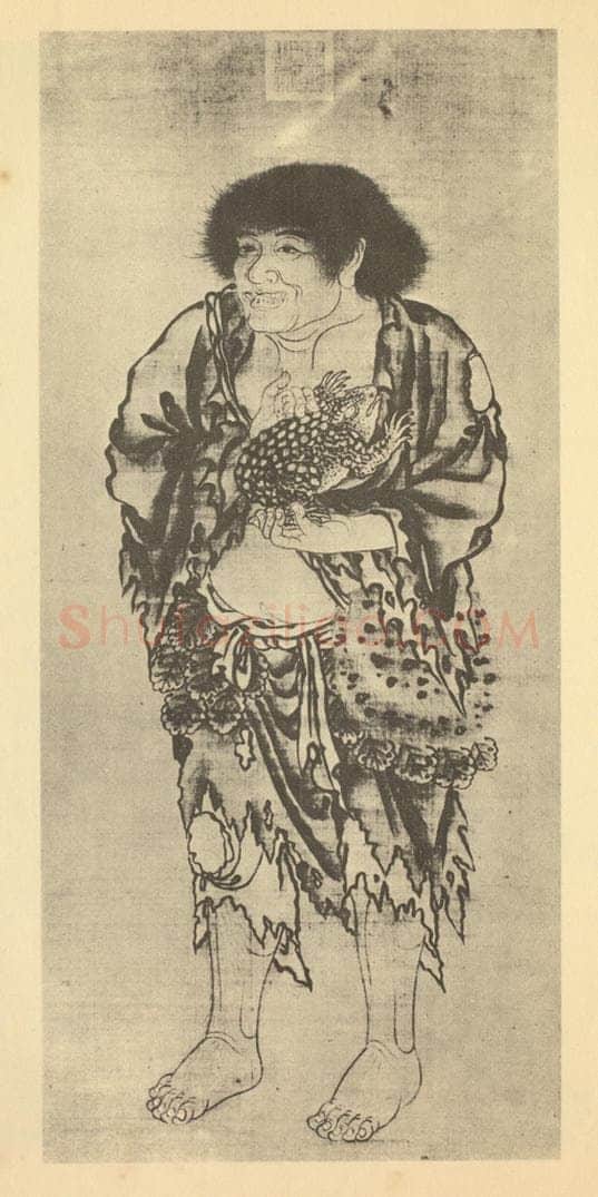 明 明人《画刘海蟾》国画作品