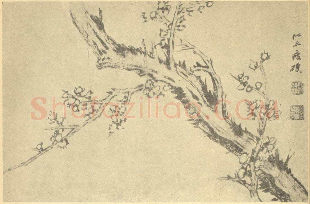 清 汤贻汾《梅花》国画作品