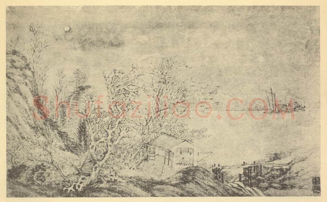 明 钱旭《山水图（八）》国画作品
