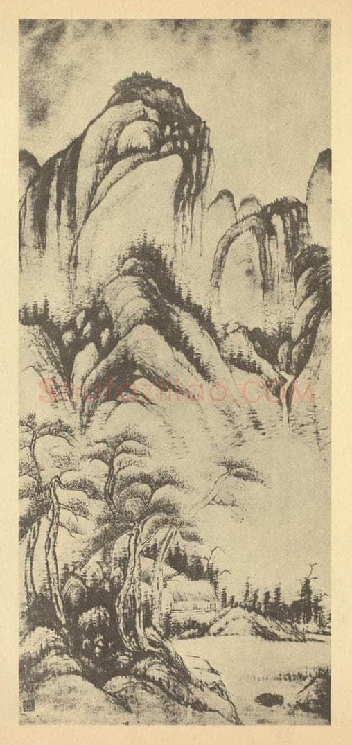 清 王玖《山水轴》国画作品