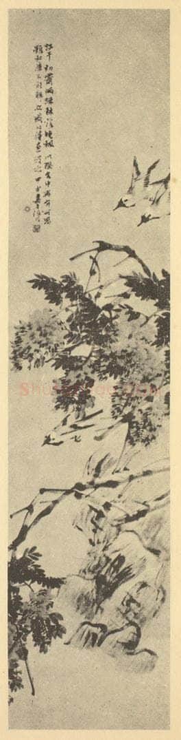 清 任颐《花鸟》国画作品