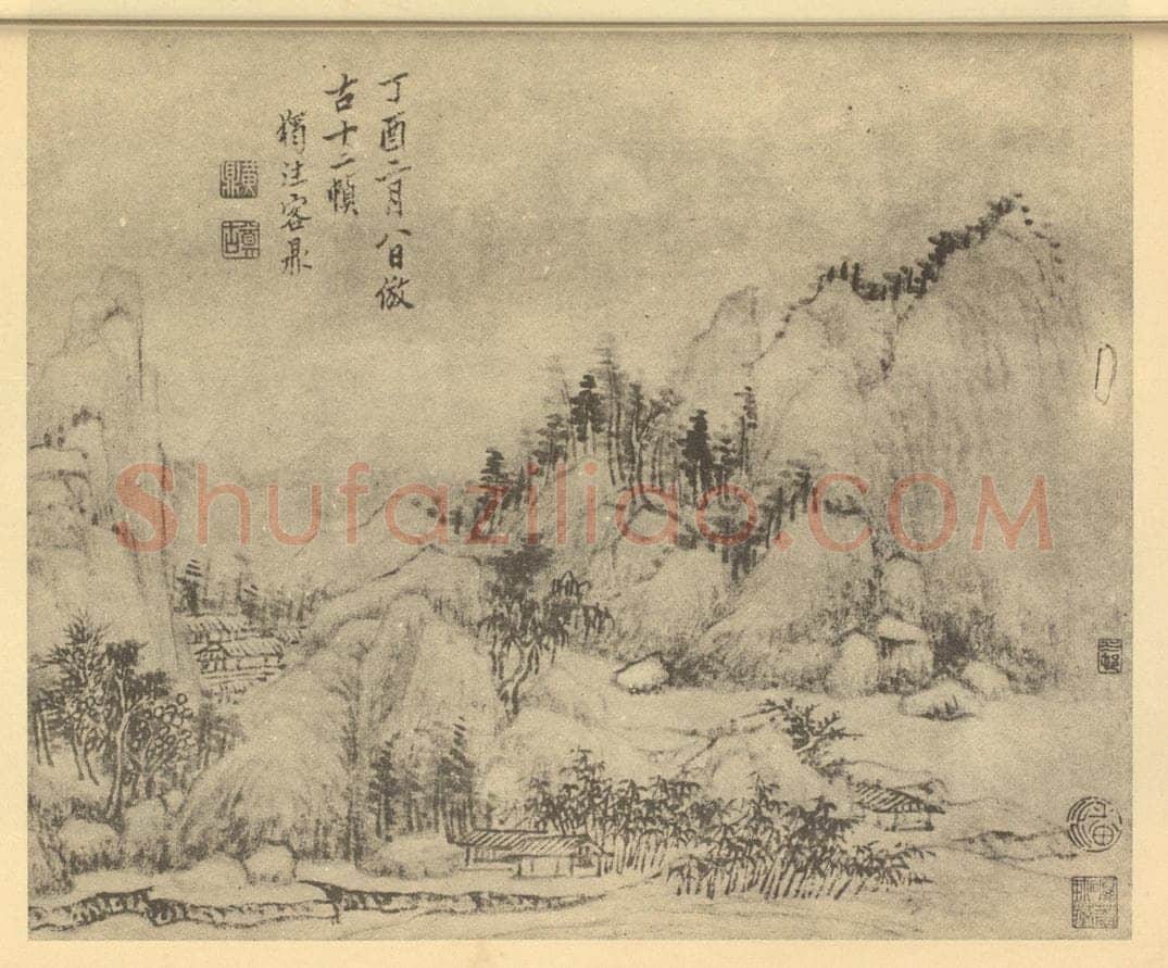 清 黄鼎《山水图（十二）》国画作品