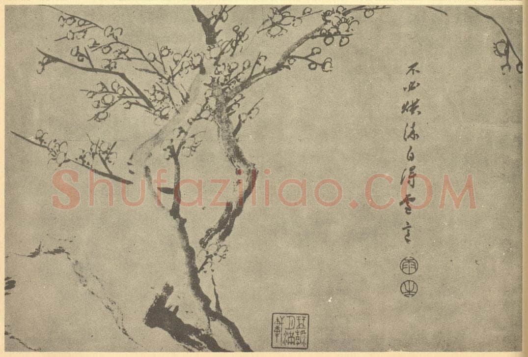 清 汤贻汾《梅花》国画作品