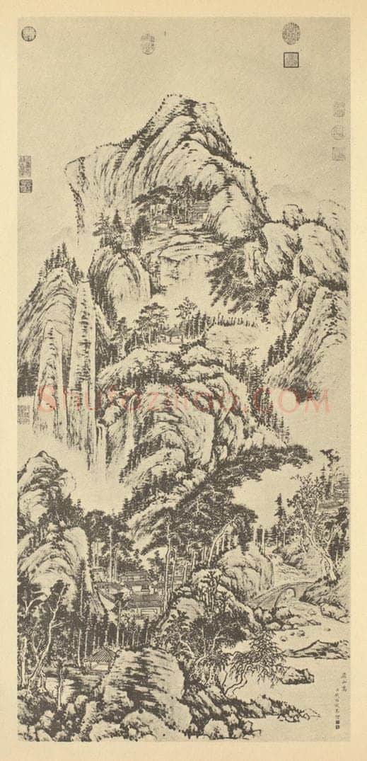 清 钱维城《山水轴（六）》国画作品