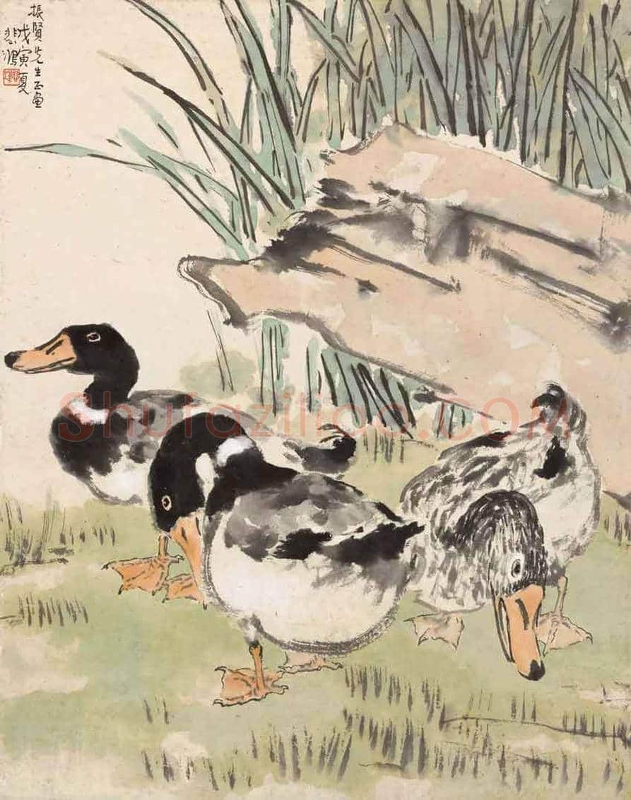 徐悲鸿国画作品《三鹅图》,充满生活气息 | 国画欣赏