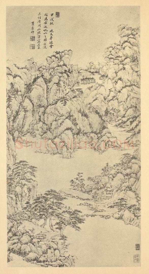 清 王原祁《山水轴（三）》国画作品