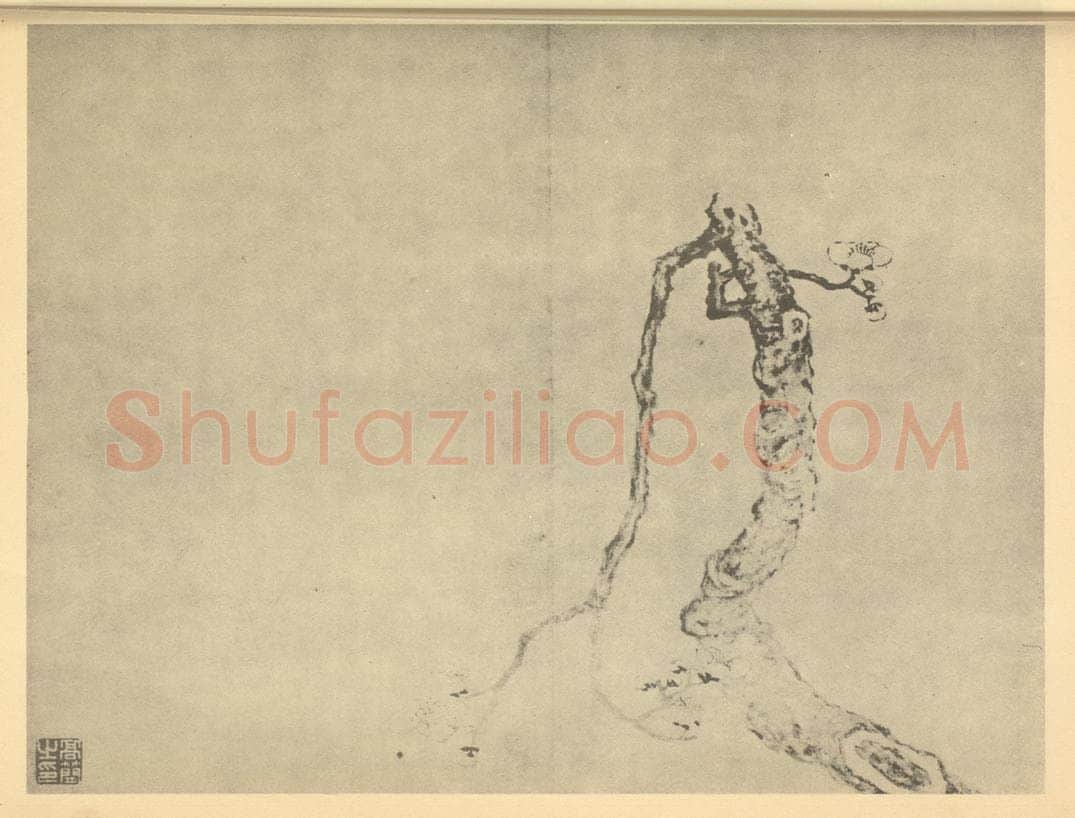 清 高简《梅花（三）》国画作品