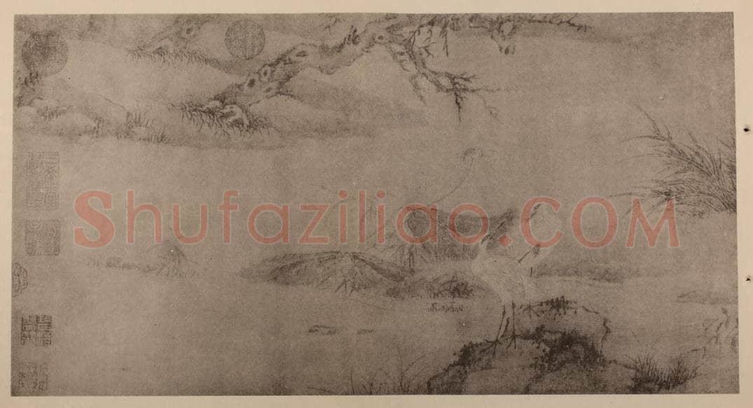 元 王渊《秋塘立鹭图卷（三）》国画作品