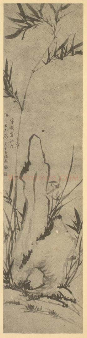 清 陈鸿寿《兰竹石》国画作品