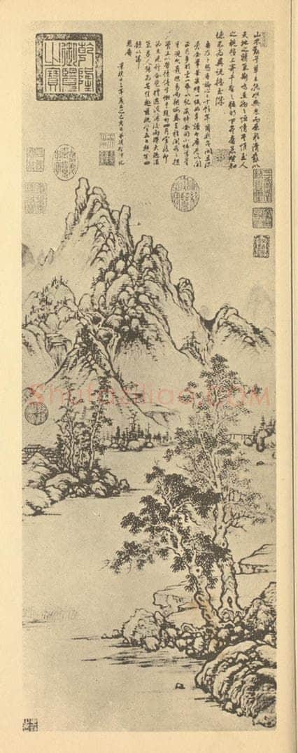 明 项圣谟《山水轴（一）》国画作品