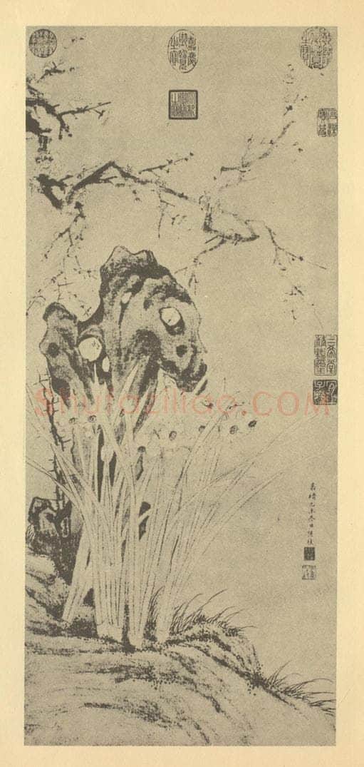 明 孙枝《水仙》国画作品