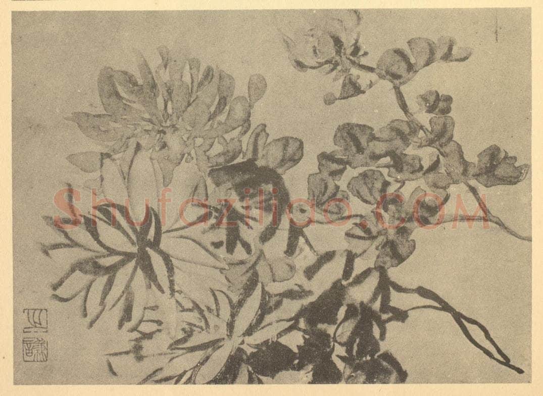 清 赵之谦《菊》国画作品