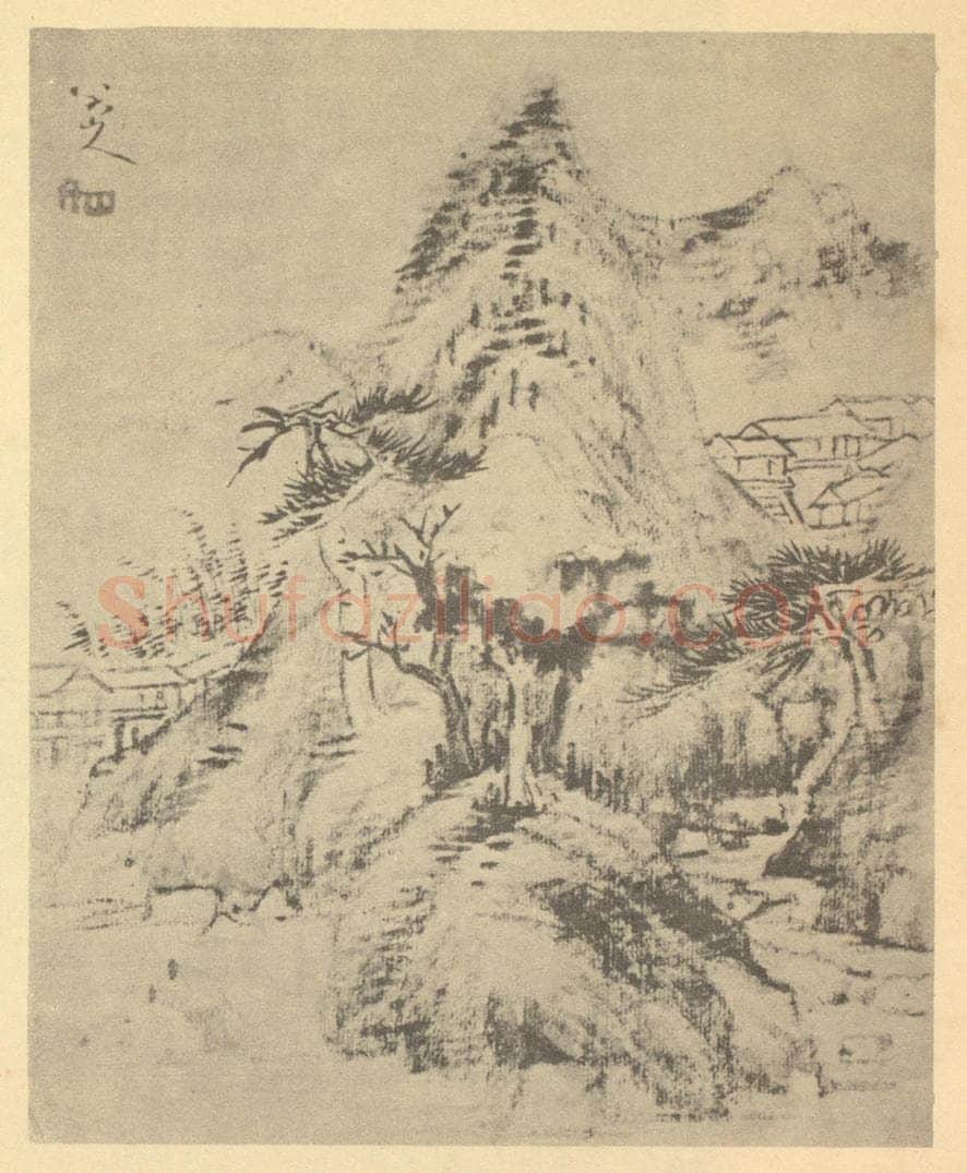 清 朱耷《山水图(二)》国画作品